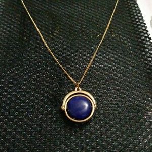 Navy Stone & Gold Tone Necklace